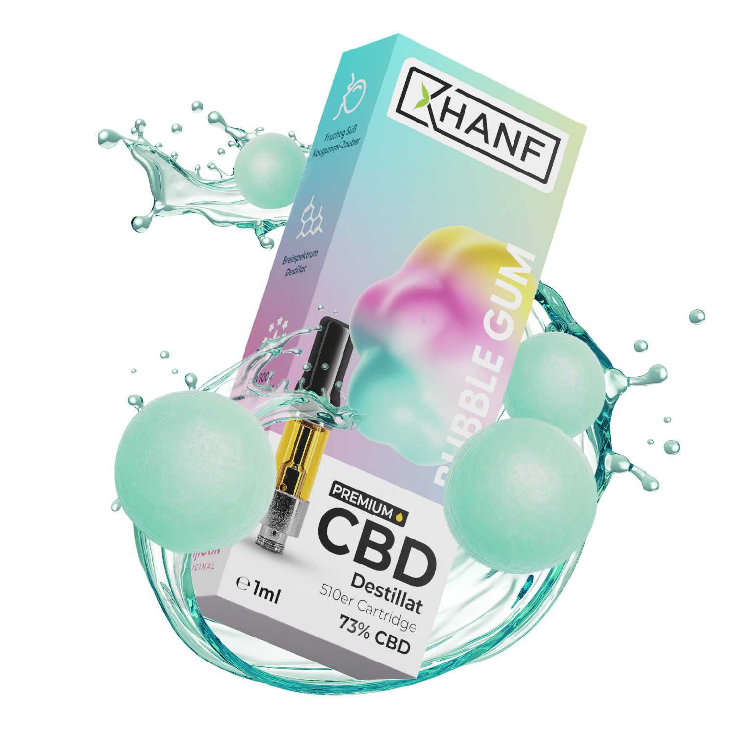 CBD Vape Pen Kartusche - Bubble Gum 1ml