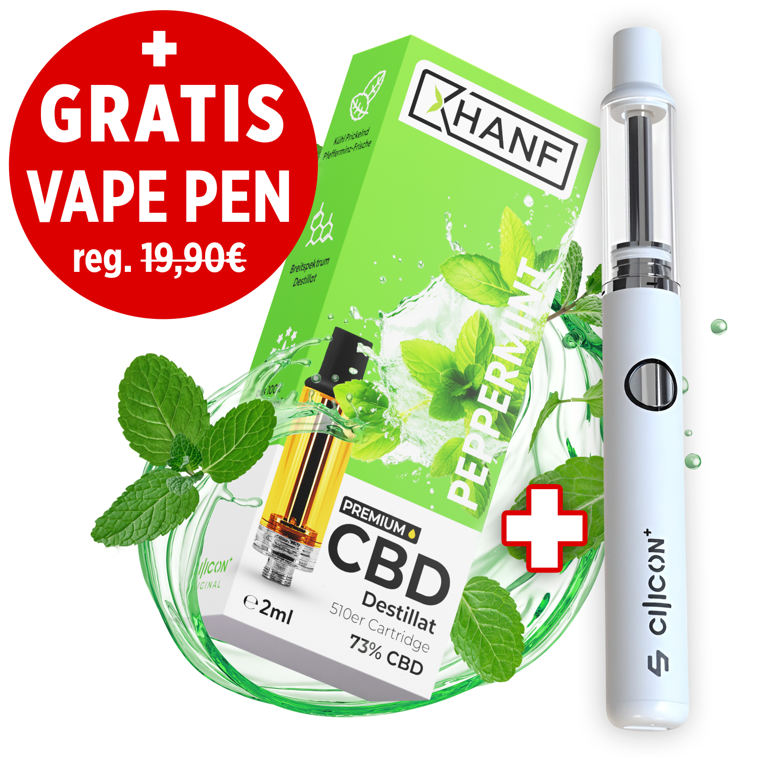 CBD Vape Pen Kartusche - Peppermint 2ml